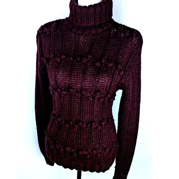 Handmade 80' Vintage burgundyBobble turtleneck Bust 36" CBack 24"Rare QualityEVU - Picture 1 of 10